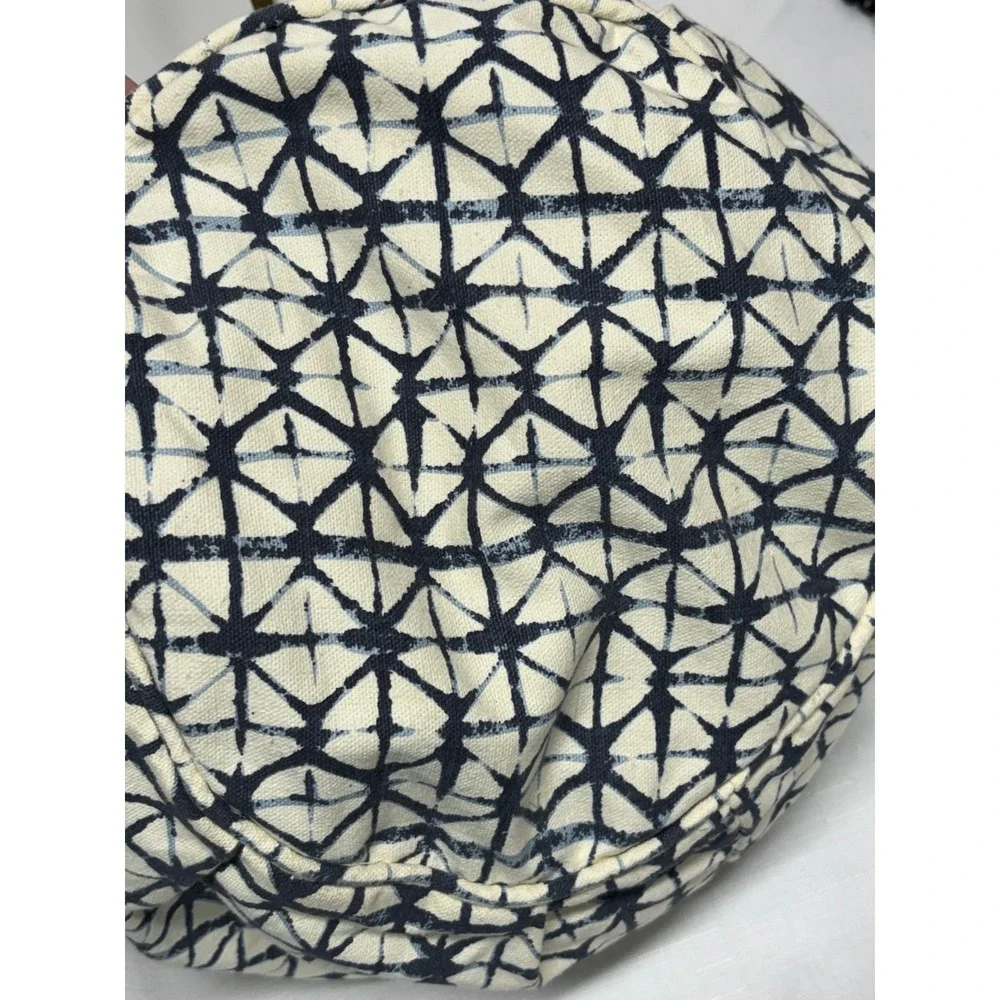Rockflowerpaper Jute Tote Bag Women's Shibori Geometric Slouchy Hobo Shoulder